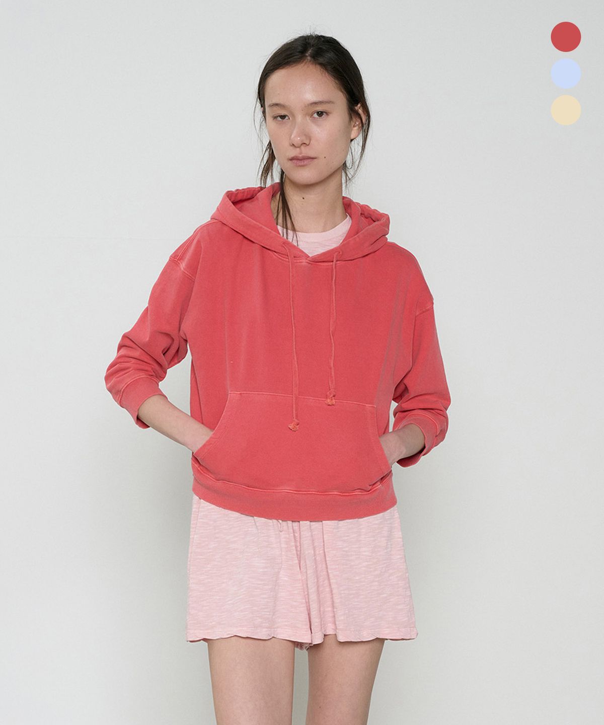 정감 스튜디오(JEONGGAM STUDIOS) Pigment Dyed 3/4 Sleeve Hoodie_3 Color
