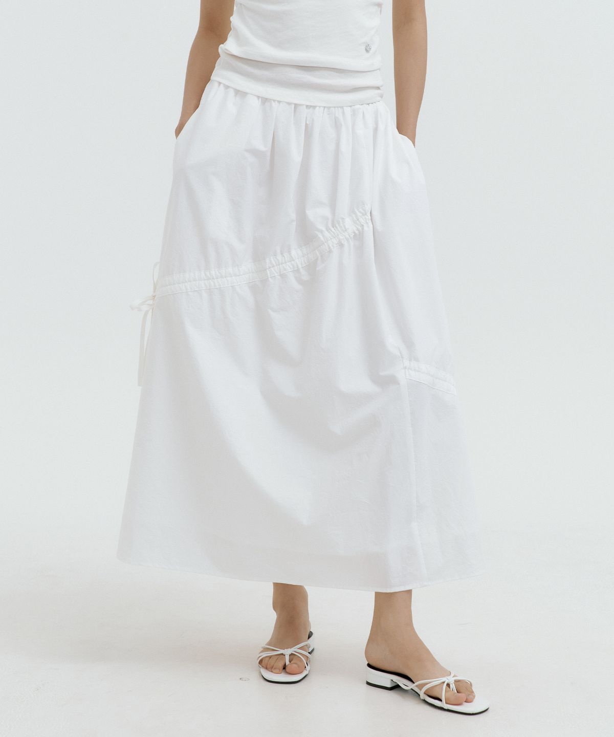루시르주(LUCIR ZU) Ribbon Banding Balloon Skirt (ivory)