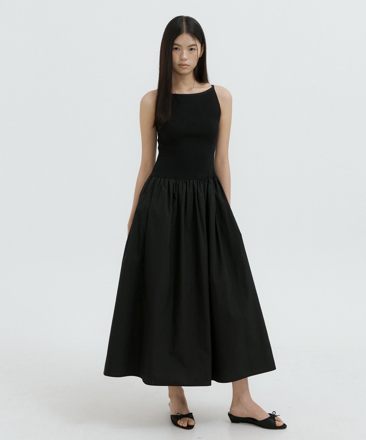 루시르주(LUCIR ZU) Boatneck Knit Balloon Dress (black)