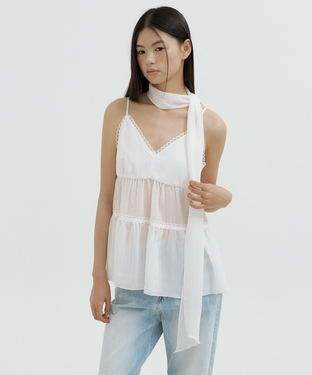 루시르주(LUCIR ZU) Elara Bustier Scarf Set (ivory)