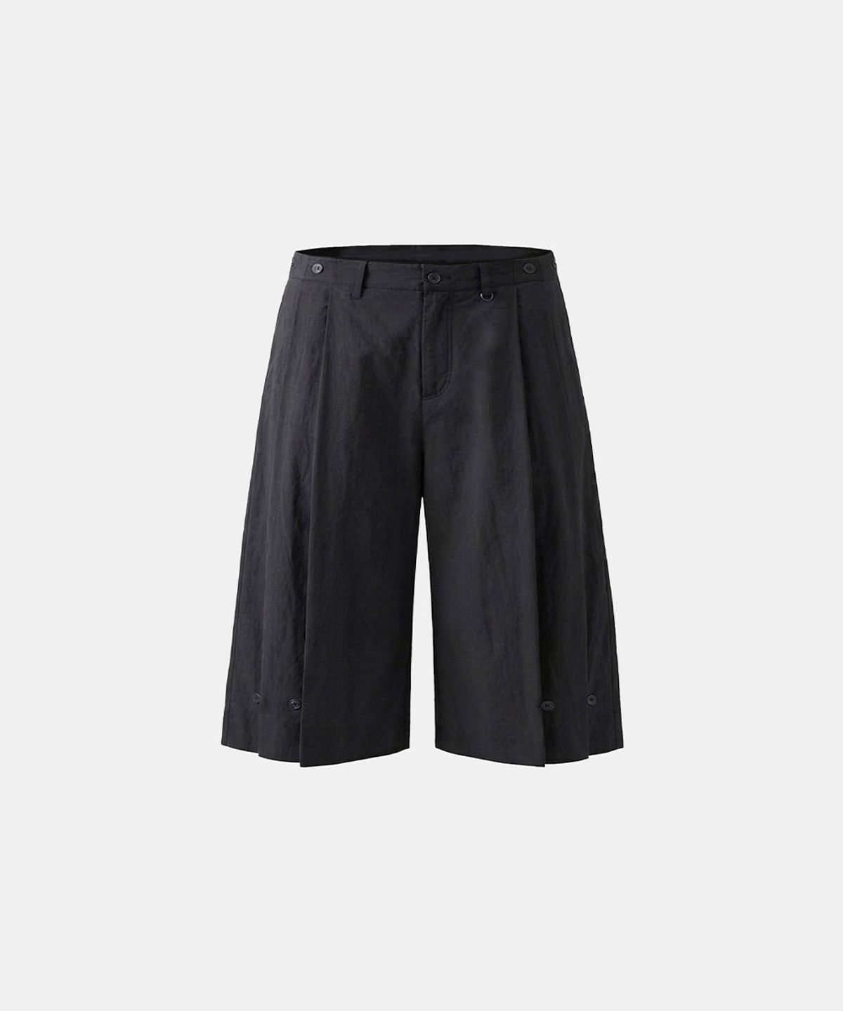 배드블러드(BADBLOOD) Contour Pintuck Button Bermuda Culottes - Black