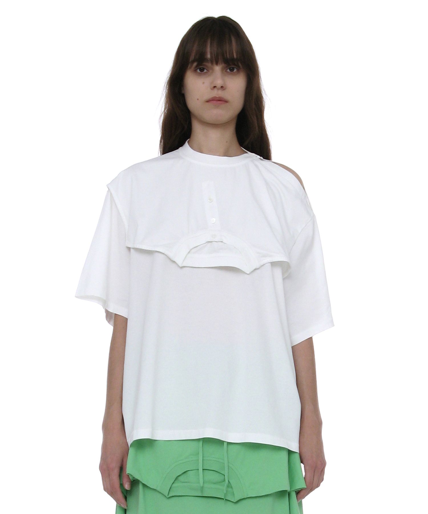MUSINSA | PARTIMENTO WOMEN Deconstructed Short Sleeve Tee_White