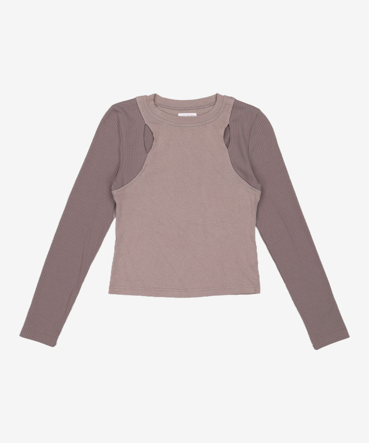 네이비 카운티(NAVY COUNTY) Slim Cut-out Top [Ecru] FREE