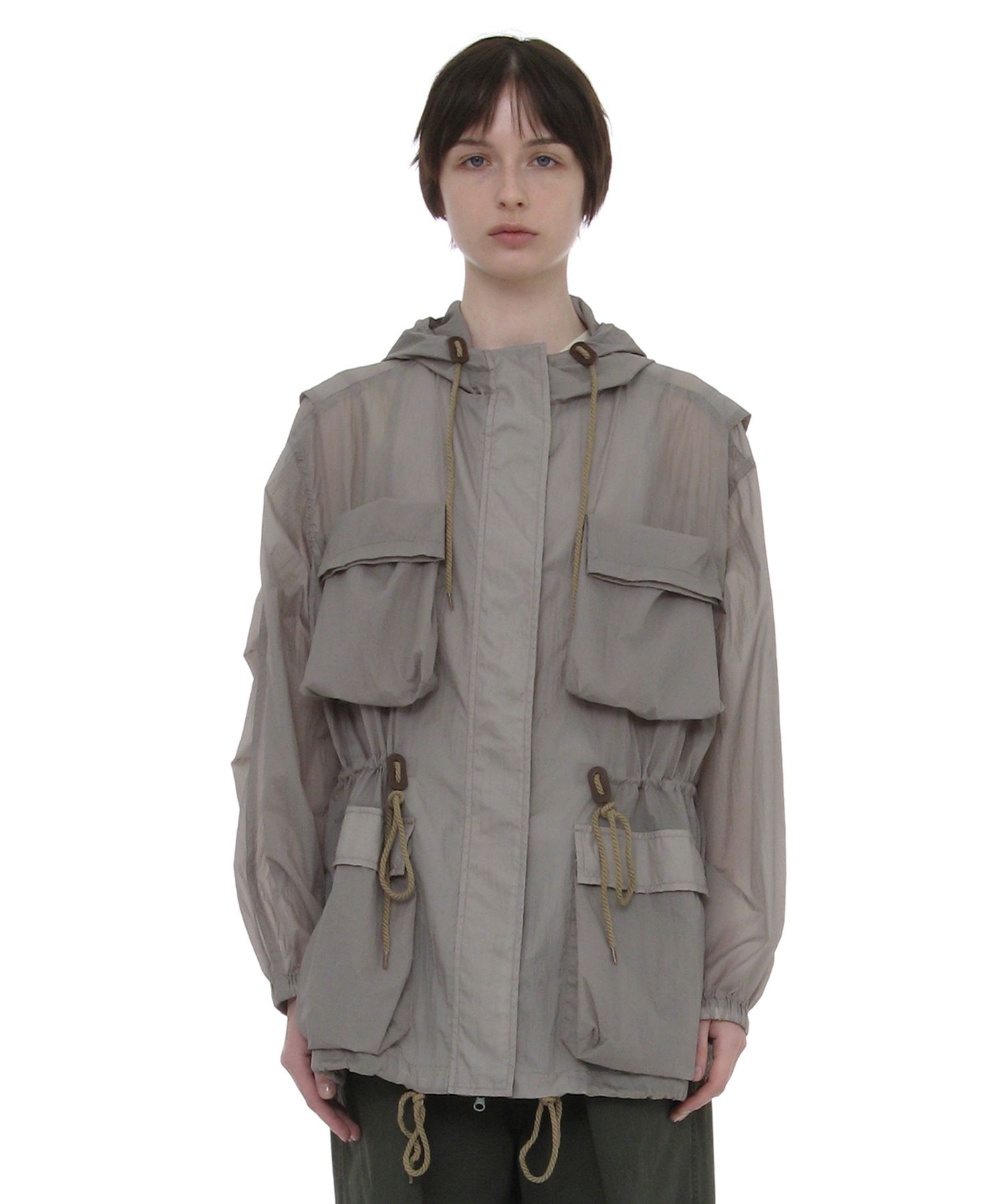 MUSINSA | PARTIMENTO WOMEN Lightweight Hooded Utility Jacket_Gray