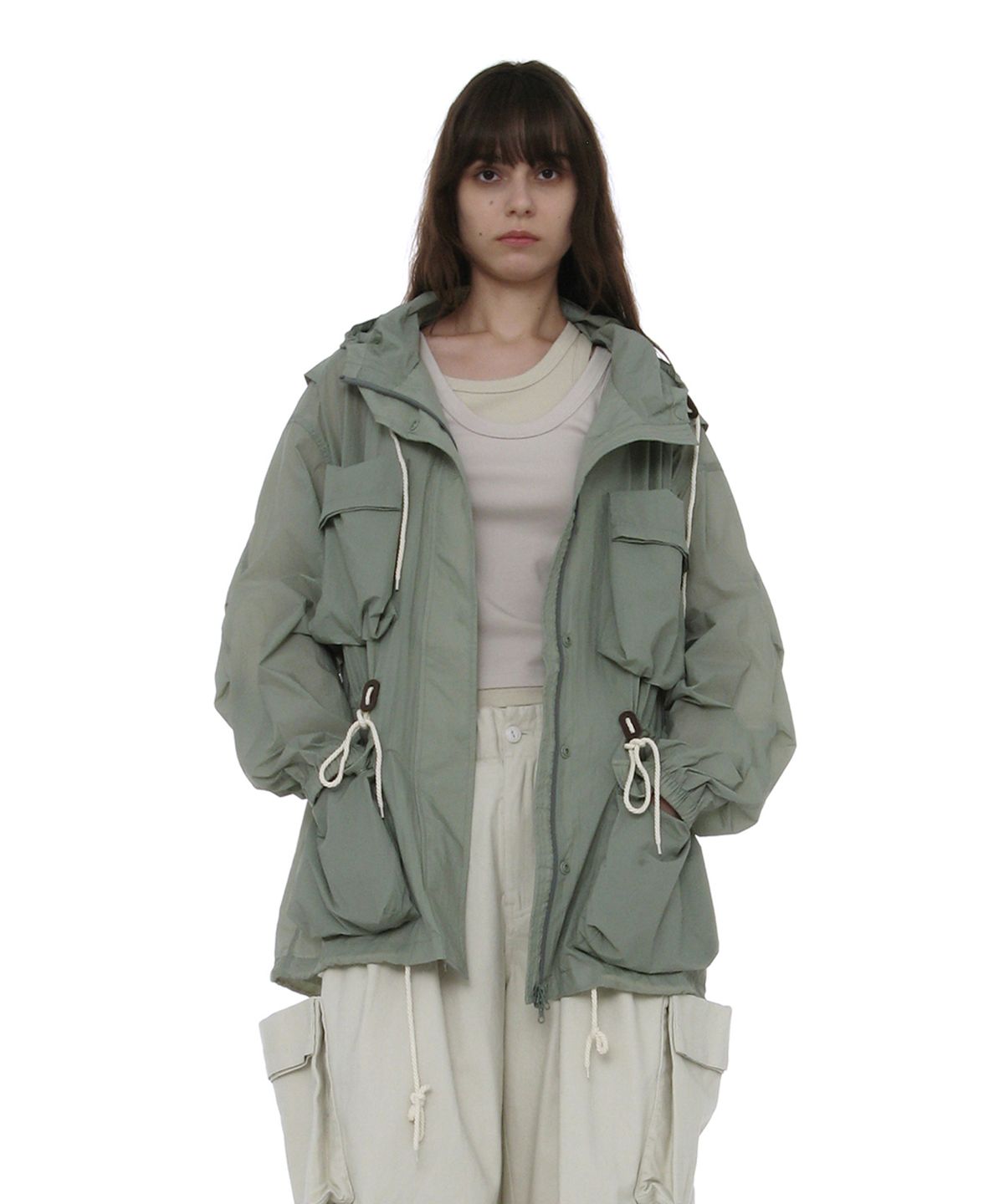 파르티멘토 우먼(PARTIMENTO WOMEN) 라이트웨이트 후디드 유틸리티 자켓_민트 그레이