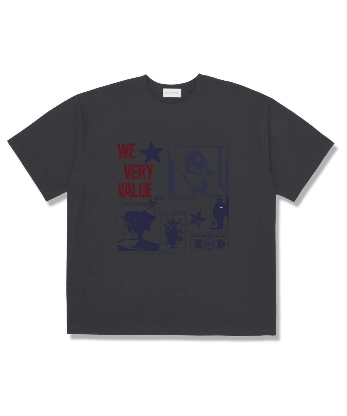 위베리벨류(WEVERYVALUE) 베리데일리 오버핏 반팔티셔츠 다크그레이