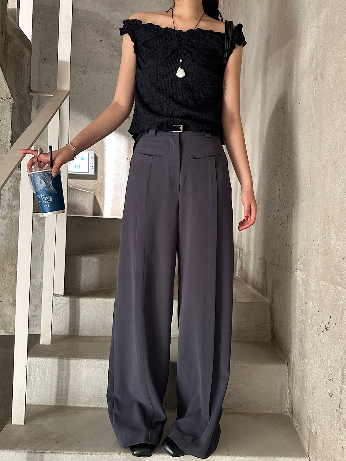아포엠(APOEM) Curve Panel Slacks（2C)