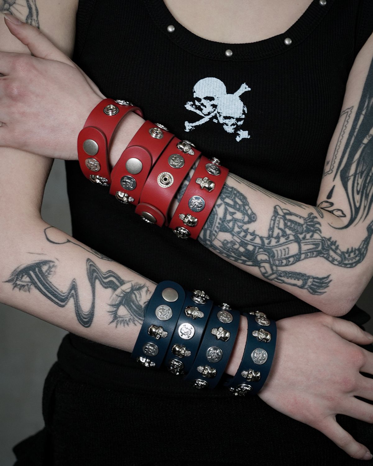엔엔피스(NNPCS) Skull Leather Bracelet