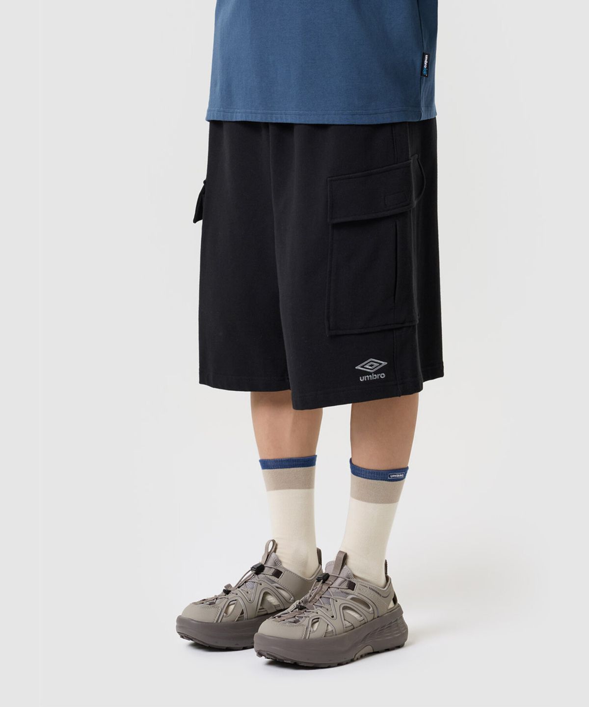 엄브로(UMBRO) [COOLING] 아이스코튼 카고 6부 버뮤다 반바지 블랙 UR221CHP64