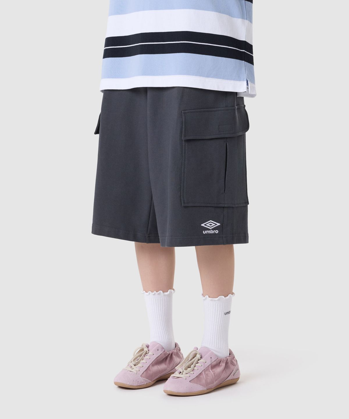엄브로(UMBRO) [COOLING] 아이스코튼 카고 6부 버뮤다 반바지 차콜 UR221CHP64