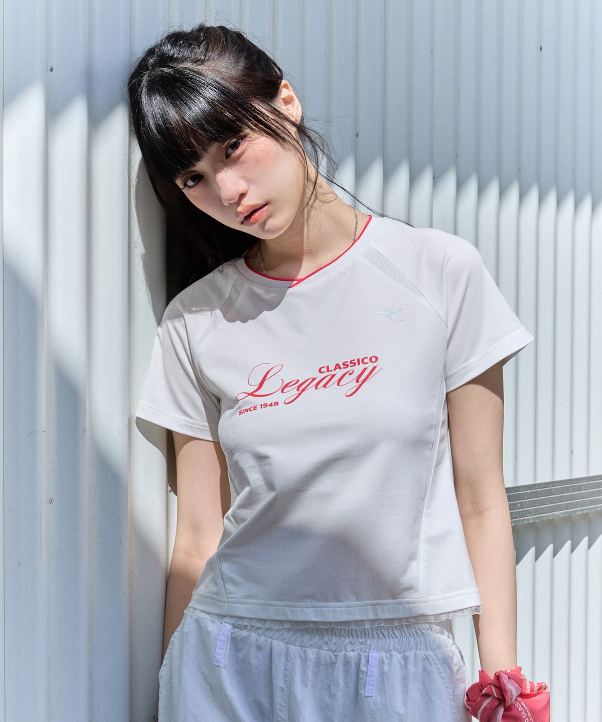 디아도라(diadora) 세레모니 레이스 반팔 티셔츠 우먼 OFF WHITE