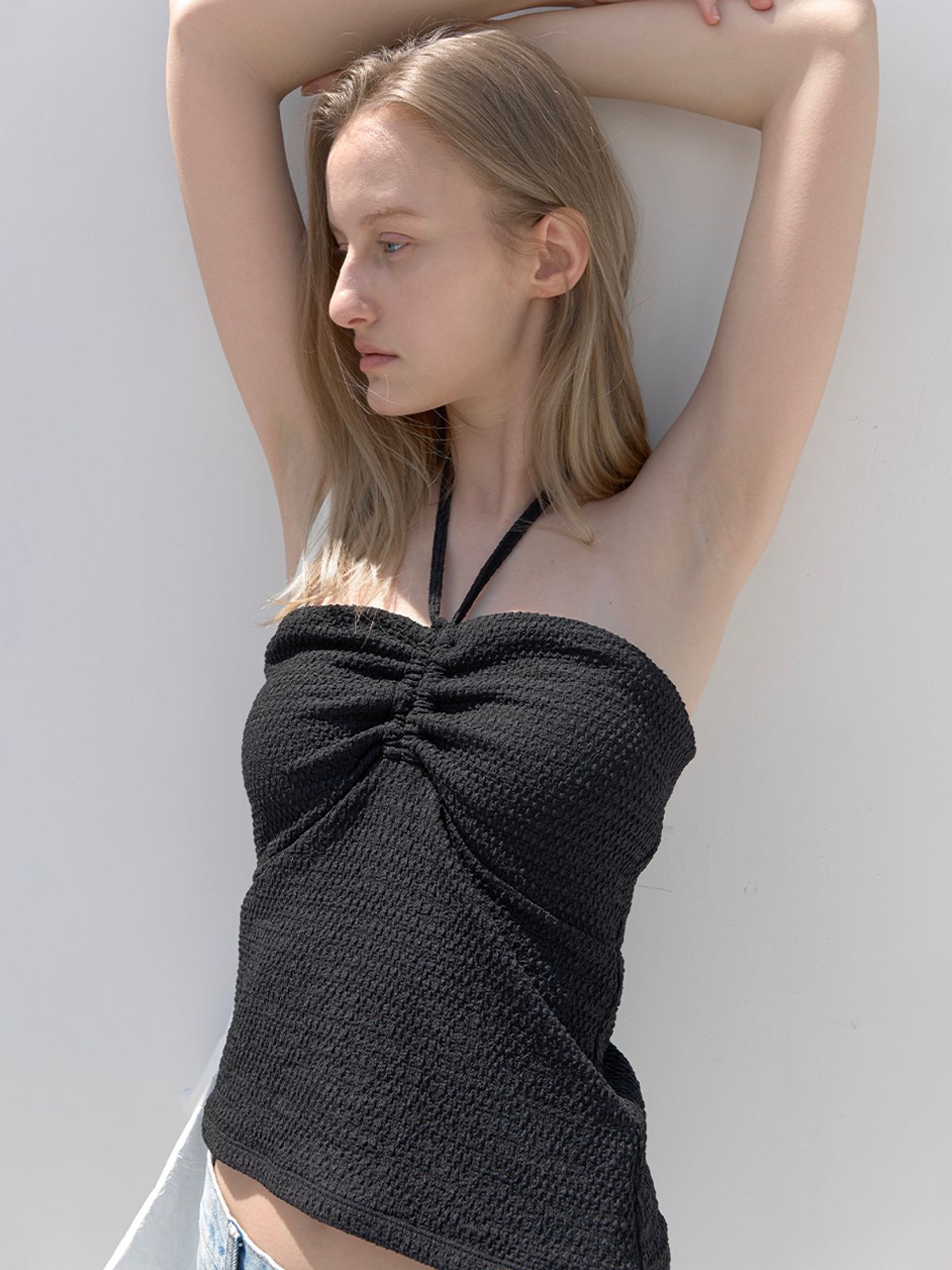 아틀리에 나인(ATELIER NAIN) CREASE STRING SWIM TUBE TOP (SW-833)