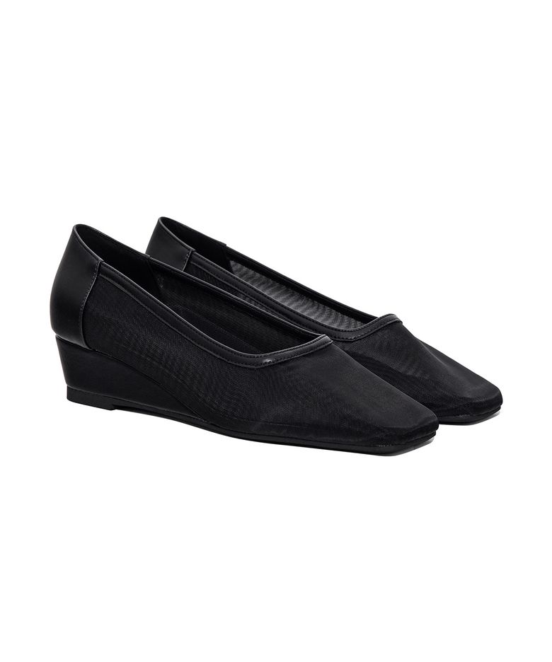 [YOON SOAP X DEINET] MESH WEDGE HEELS IN BLACK