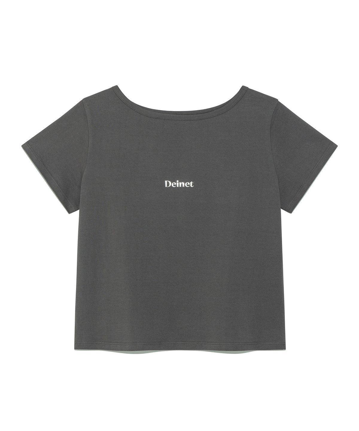 다이닛(DEINET) [YOON SOAP X DEINET] DEINET LOGO BOATNECK T-SHIRT IN CHARCOAL