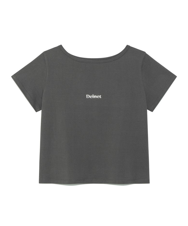 [YOON SOAP X DEINET] DEINET LOGO BOATNECK T-SHIRT IN CHARCOAL