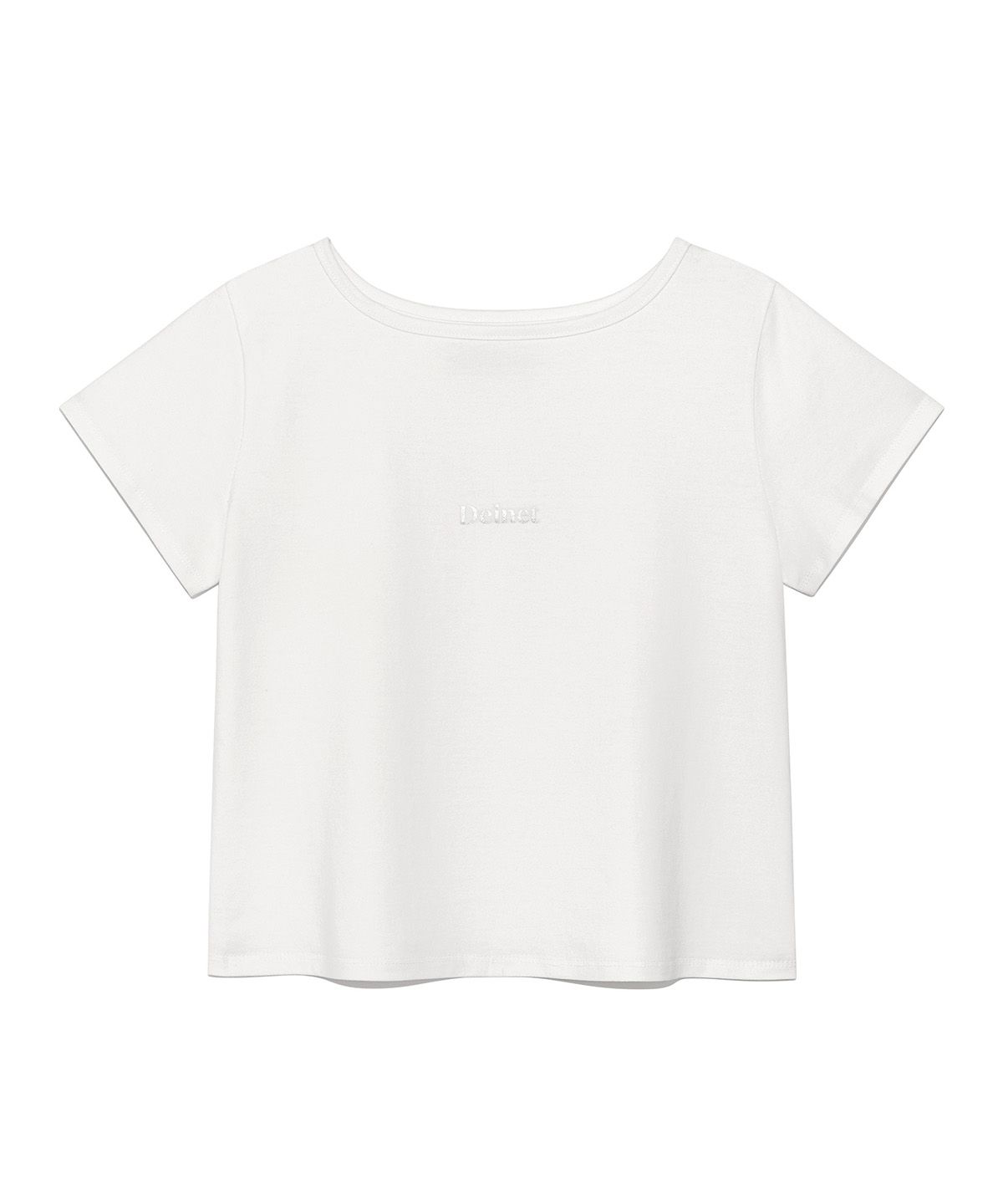 다이닛(DEINET) [YOON SOAP X DEINET] DEINET LOGO BOATNECK T-SHIRT IN WHITE