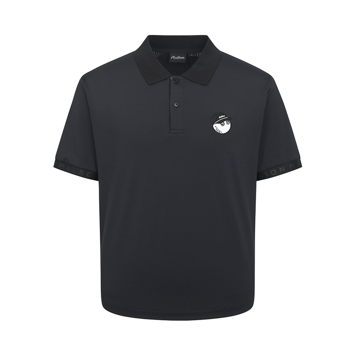 말본 골프(MALBON GOLF) 등 니트 하이브리드 폴로 셔츠 BLACK (MAN)