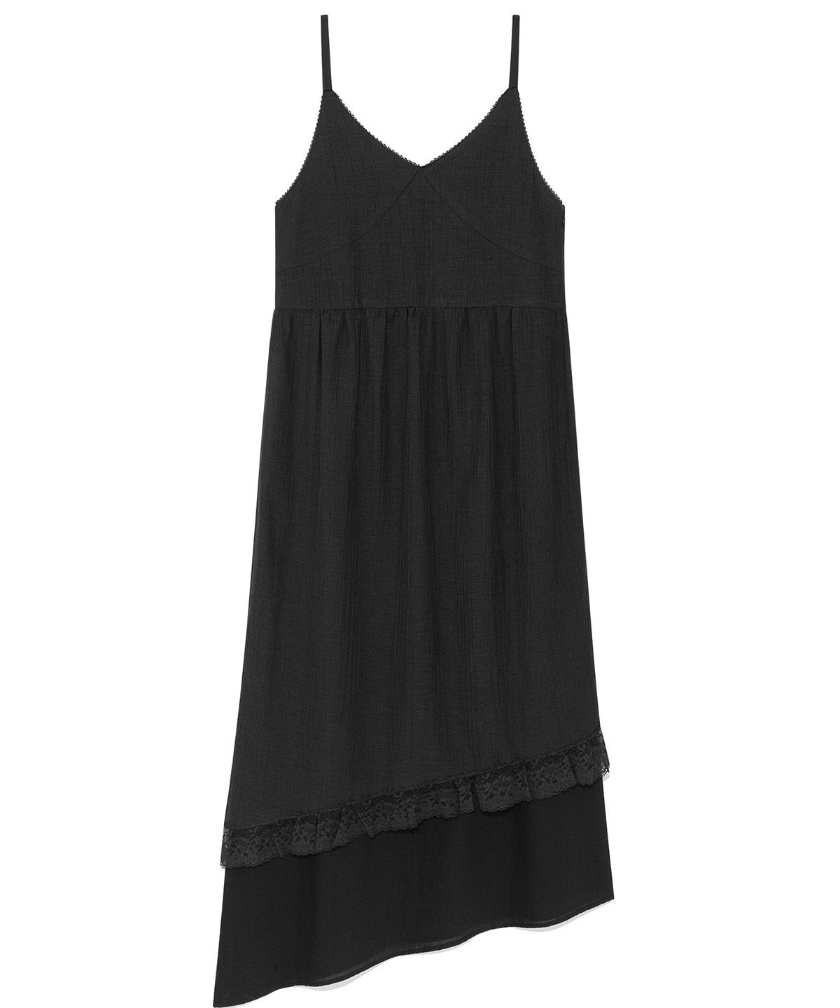 다이닛(DEINET) [YOON SOAP X DEINET] LACE SHIRRED DRESS IN BLACK