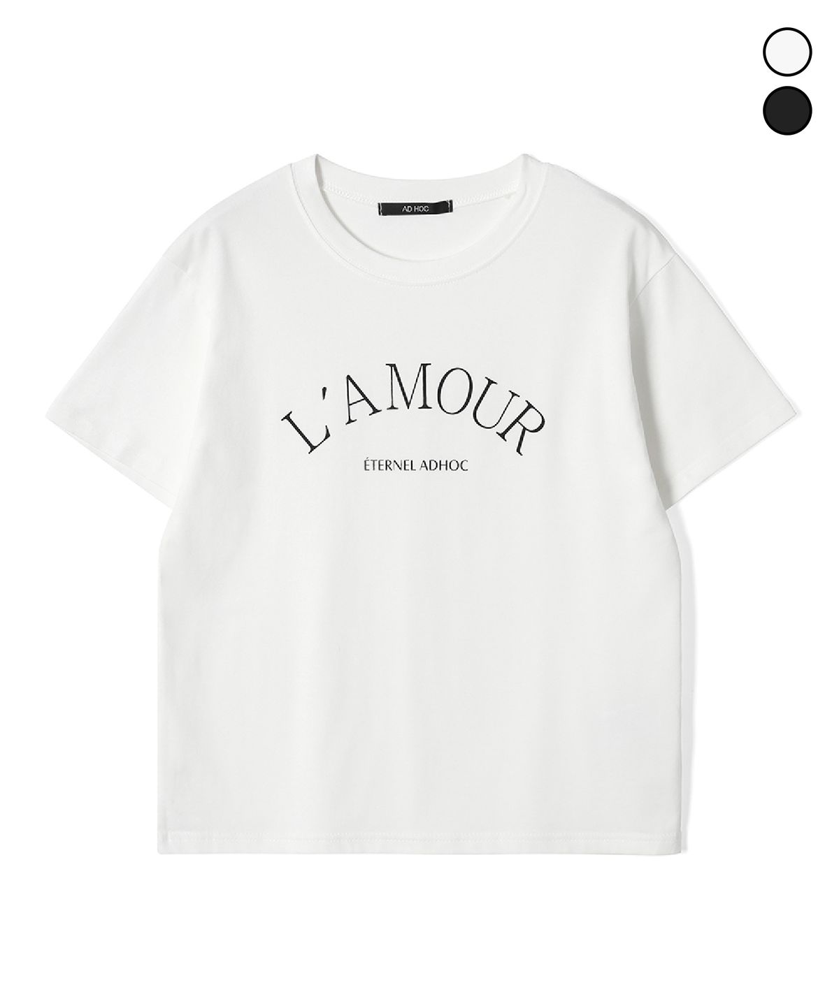 애드호크(ADHOC) 여성 LA MOUR 레터링 티셔츠 (2 COLOR) (HC5STA3)