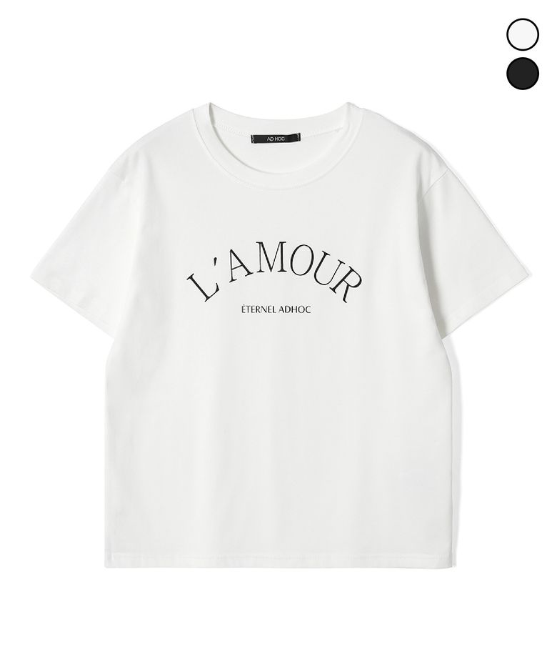 여성 LA MOUR 레터링 티셔츠 (2 COLOR) (HC5STA3)