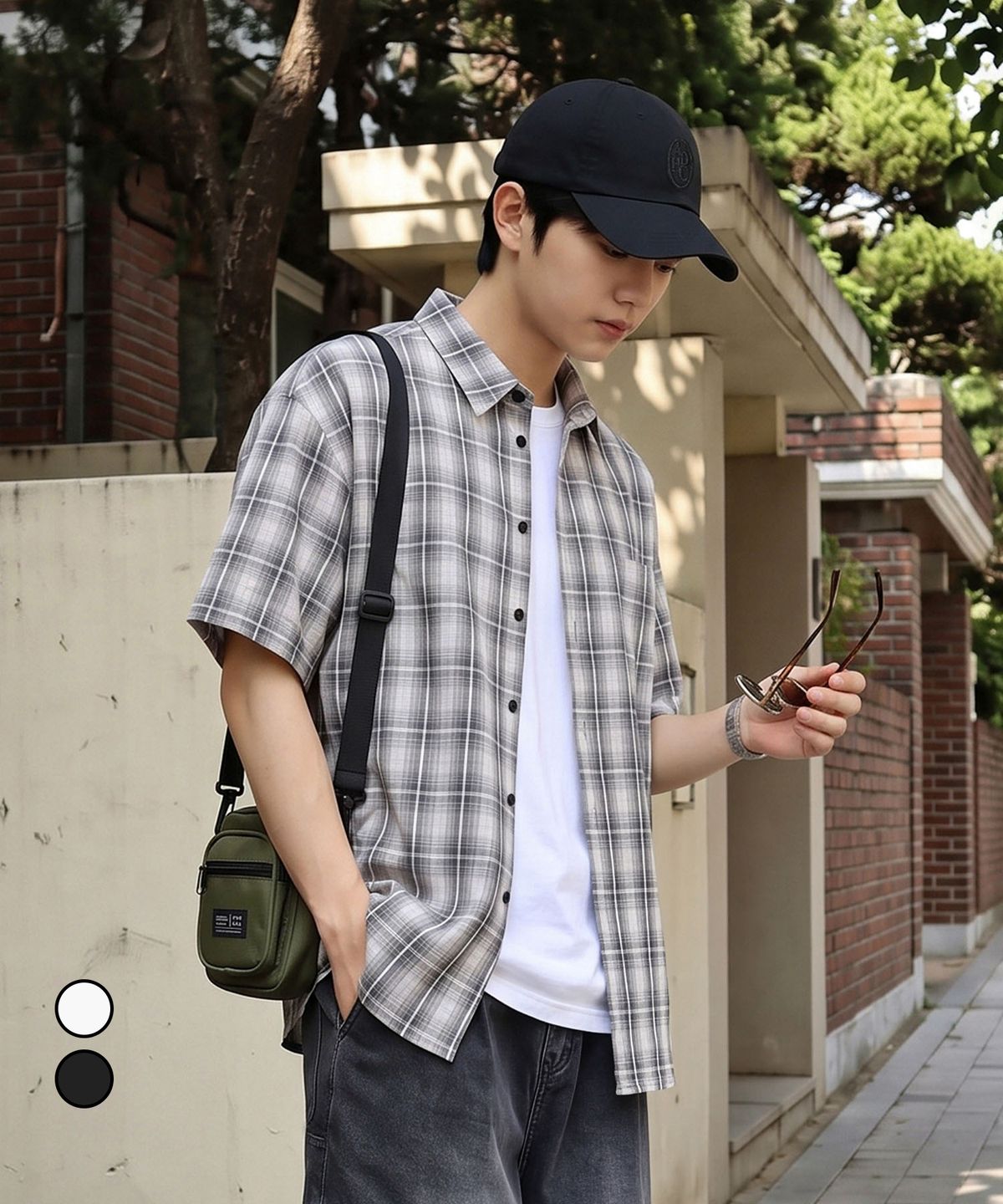 애드호크(ADHOC) 남성 체크 반팔 베이직 셔츠 (2 COLOR) (HC6SSA1)