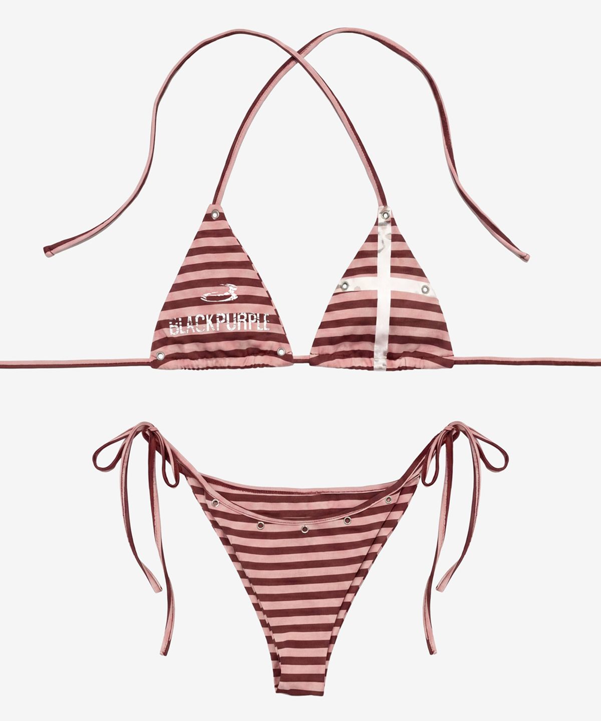 블랙 퍼플(BLACK PURPLE) 오프그리드 스트라이프 비키니_핑크 Offgrid Stripe Bikini_Pink