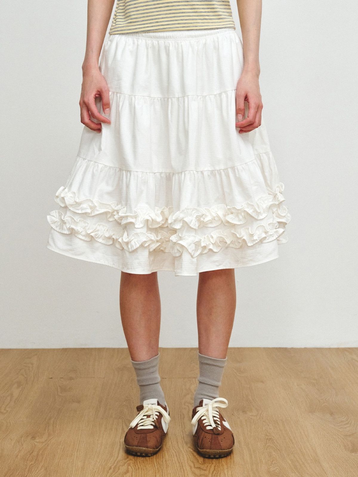 플리즈프로젝트(PLZPROJECT) CAN_CAN FRILL SKIRT, WHITE