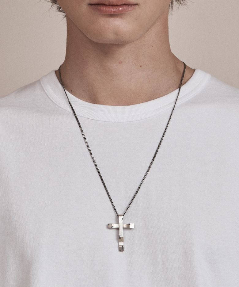 [SILVER] #N2605 Crack cross necklace