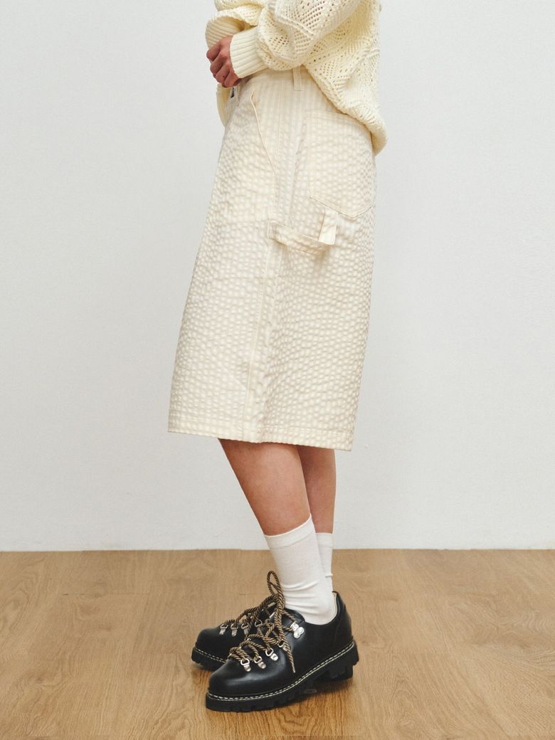 GRID CHECK BERMUDA PANTS, IVORY