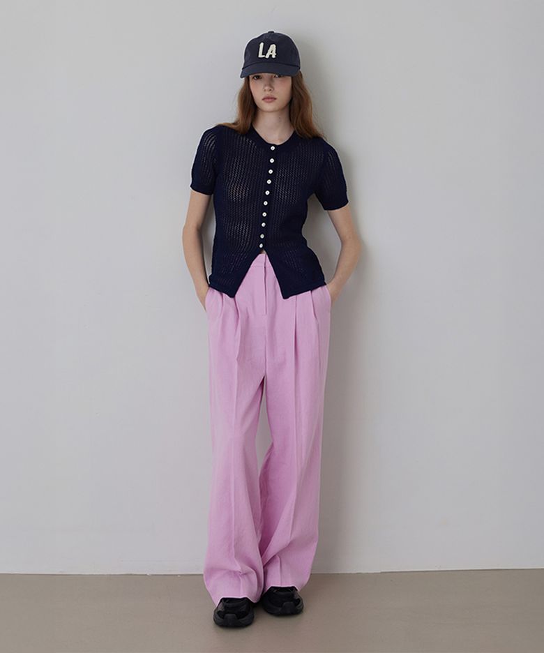 Linen Two-Tuck Wide Slacks Pants