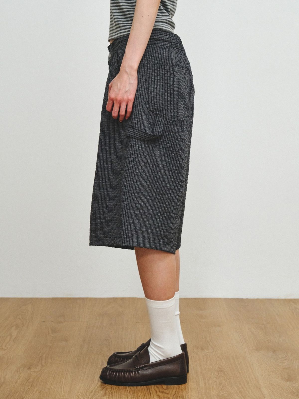 플리즈프로젝트(PLZPROJECT) GRID CHECK BERMUDA PANTS, BLACK