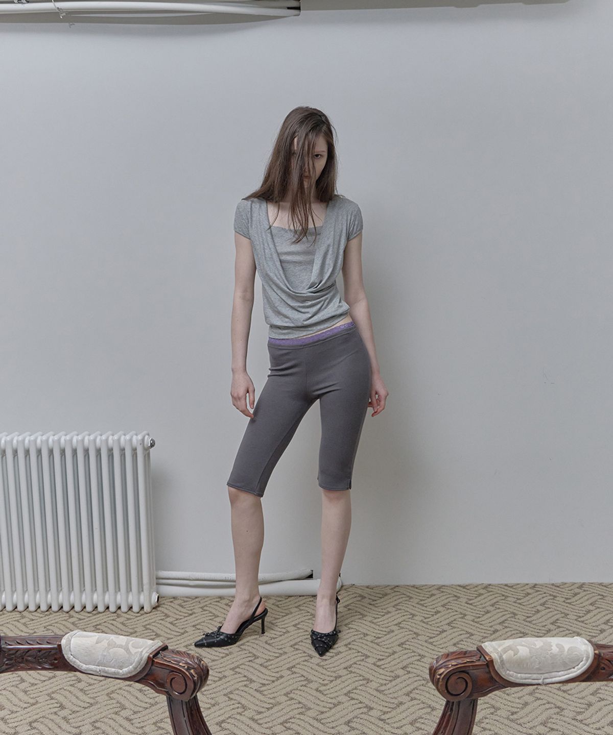 필세(PHILCE) Wrap Layered Short Sleeveless, Gray