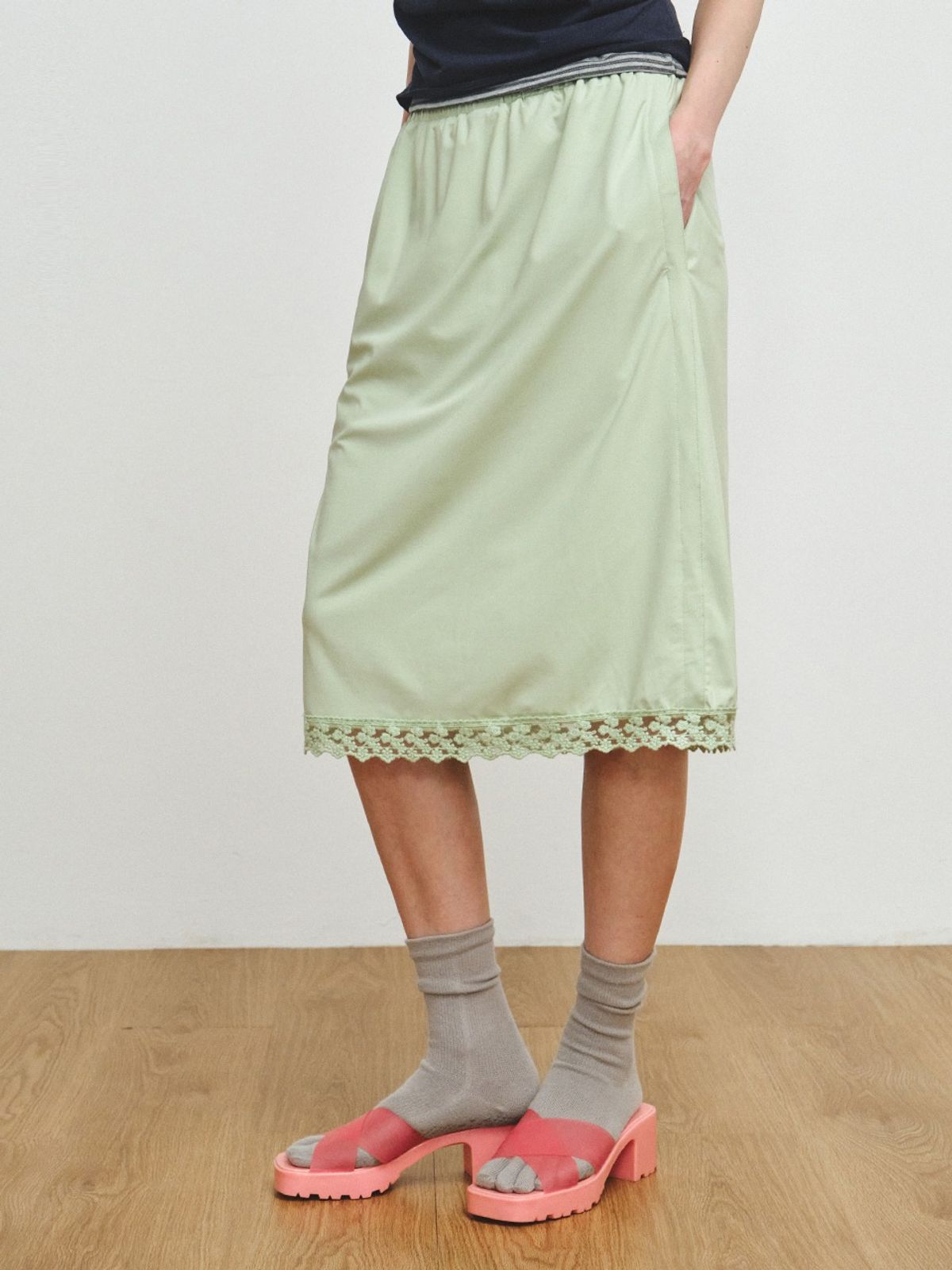 플리즈프로젝트(PLZPROJECT) LACE MIDI SKIRT, MINT