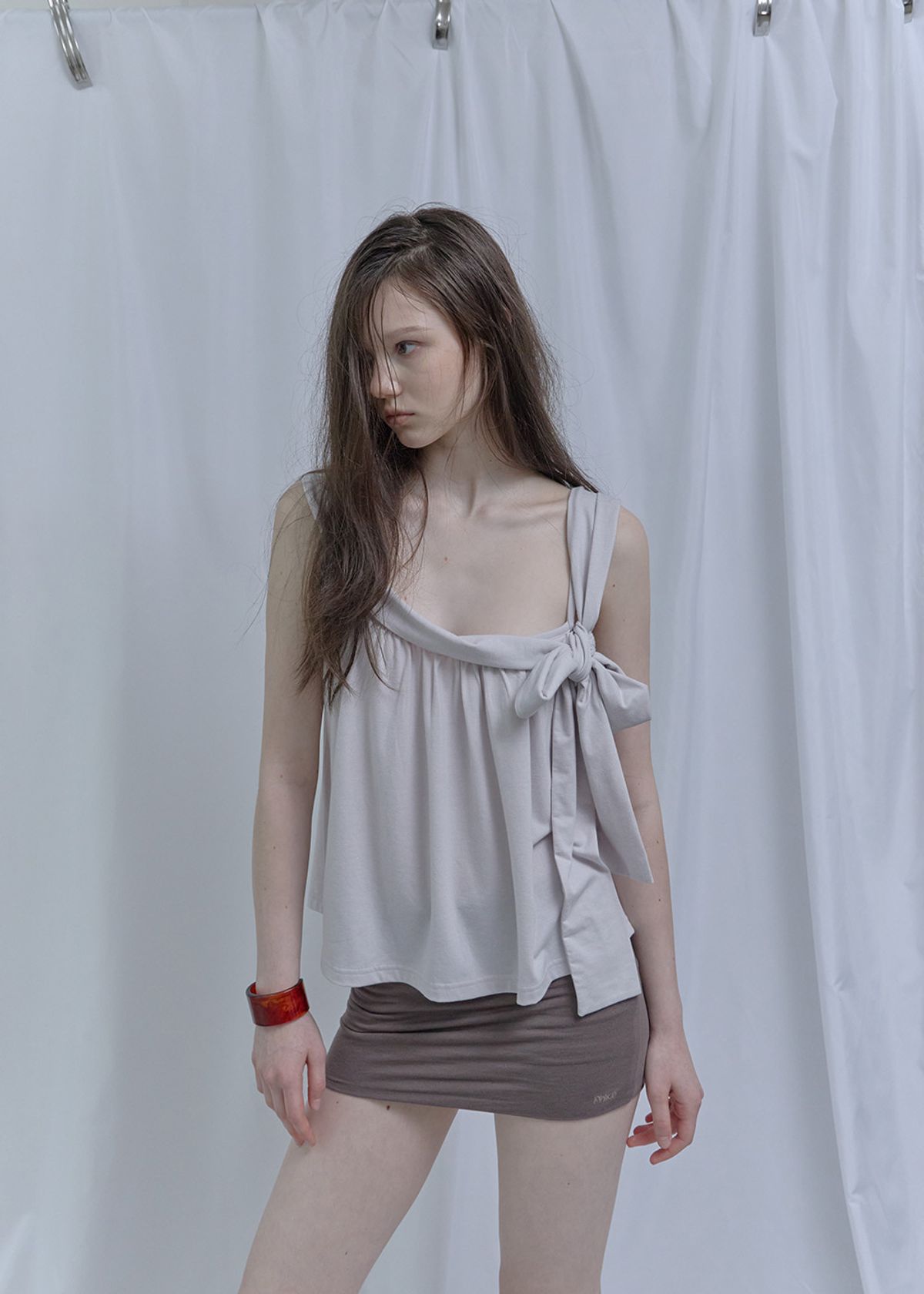필세(PHILCE) Tied Sleeveless, Pink Gray