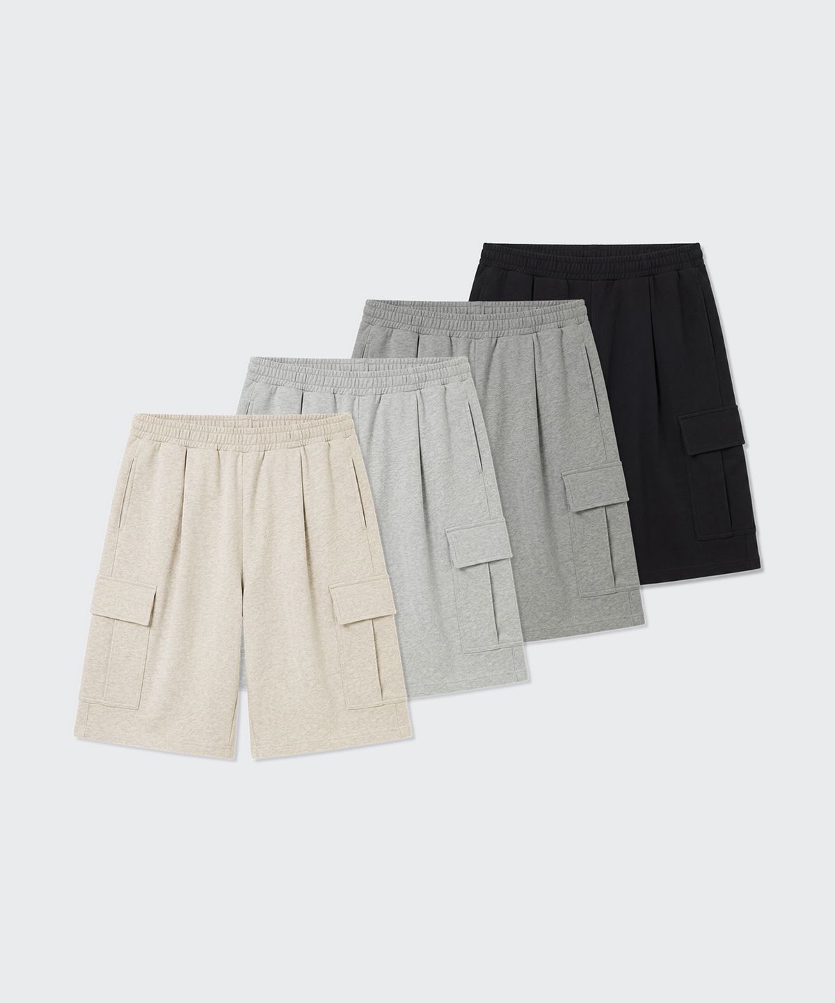 무신사 스탠다드(MUSINSA STANDARD) 원 턱 카고 버뮤다 스웨트 팬츠 2팩