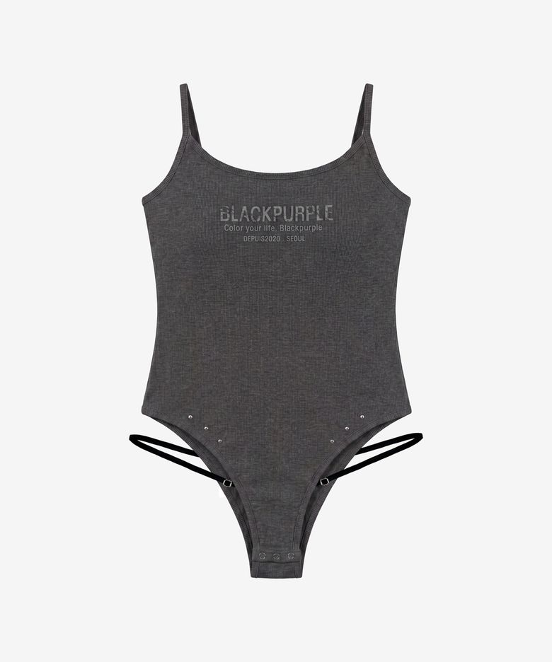 컷아웃 바디 수트 나시_다크멜란지 Cutout Body Suit_Dark Melange