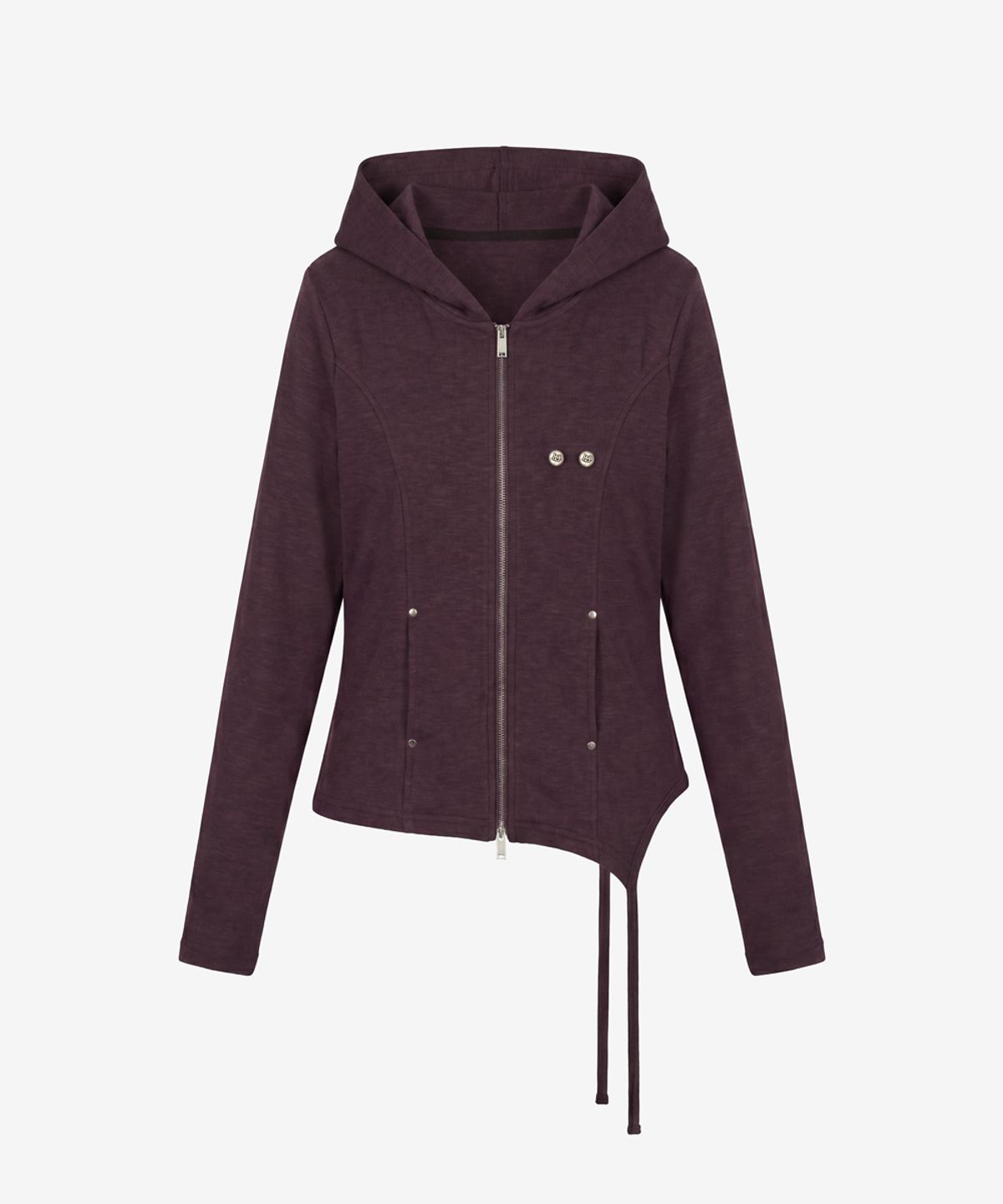 블랙 퍼플(BLACK PURPLE) 다크 플로우 언발 후드 슬림 집업_퍼플 Dark Flow Zip-Up Hoodie_Purple