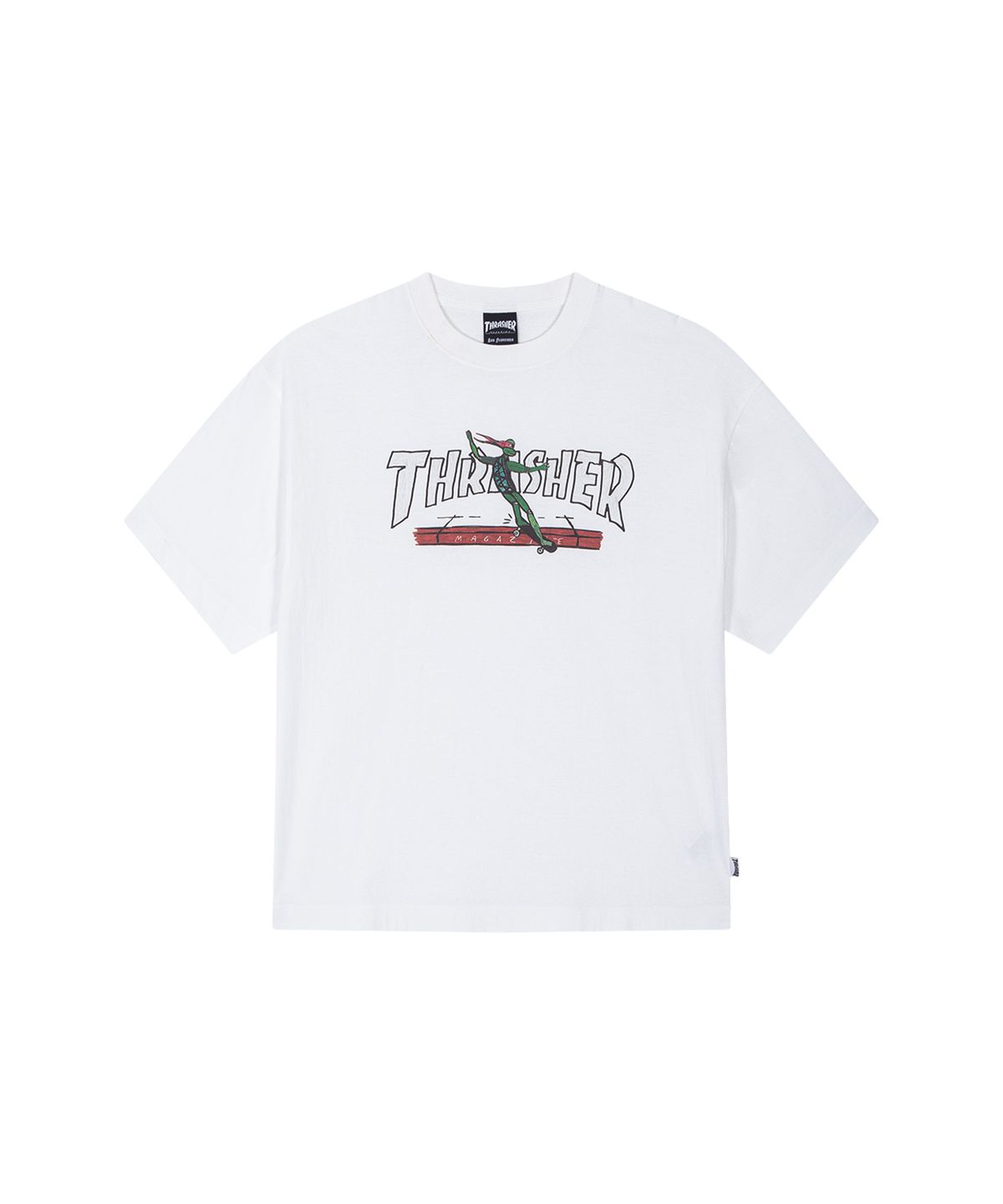 트레셔(THRASHER) 레드 커브 바이 엘에스디 월드플레이스 티셔츠 화이트