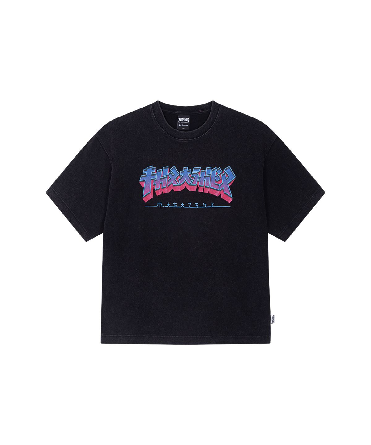 트레셔(THRASHER) 고질라 스톤워싱 티셔츠 블랙
