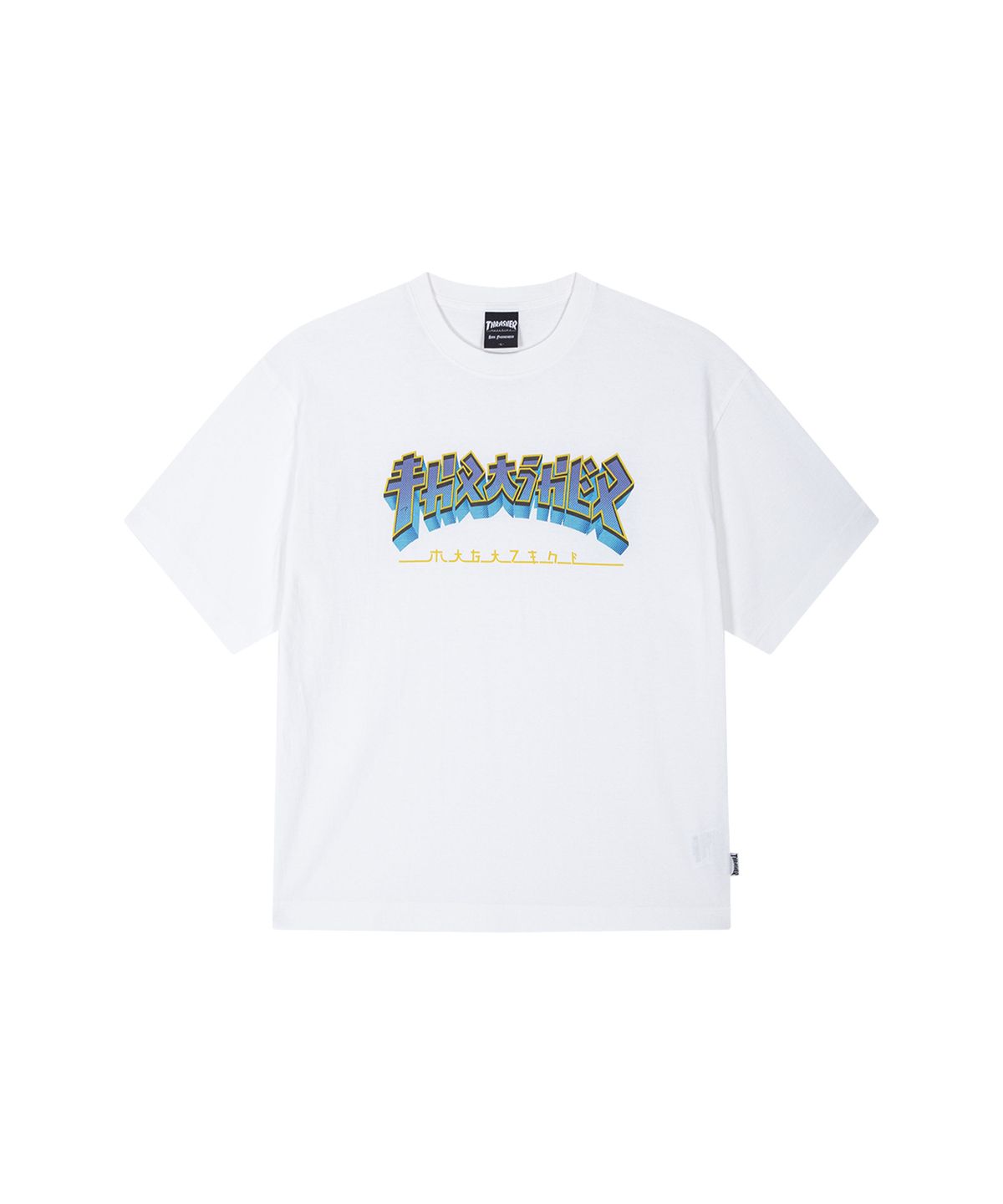 트레셔(THRASHER) 고질라 스톤워싱 티셔츠 화이트