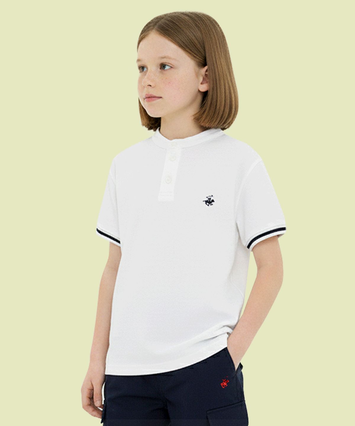 비버리힐즈 폴로클럽 키즈(BEVERLY HILLS POLO CLUB KIDS) 헨리넥PK반팔티셔츠 [화이트]