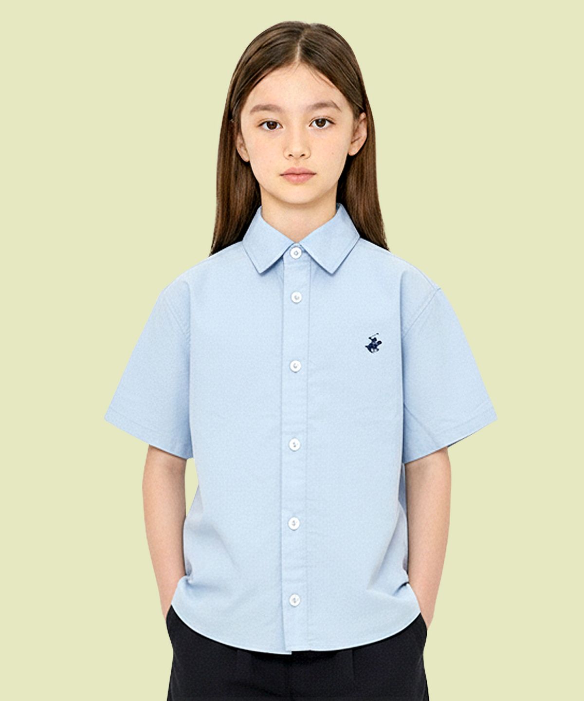 비버리힐즈 폴로클럽 키즈(BEVERLY HILLS POLO CLUB KIDS) 옥스포드베이직반팔셔츠 [블루]