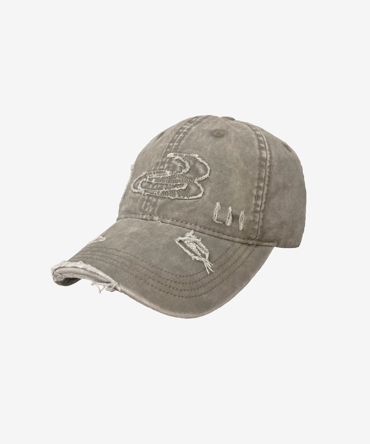 블랙 퍼플(BLACK PURPLE) 오프컷 디스트레스 캡_베이지Offcut Distress Cap_Beige