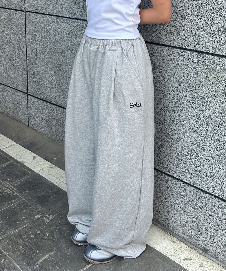시그니쳐 커브드 벌룬팬츠 멜란지