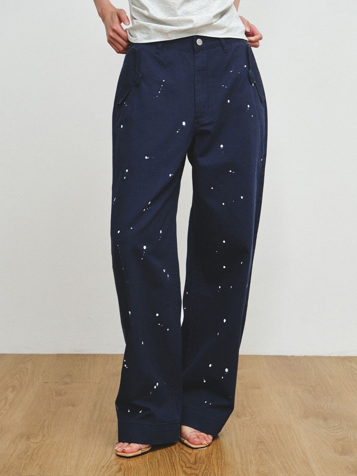 플리즈프로젝트(PLZPROJECT) PAINTING NORMAL PANTS, NAVY