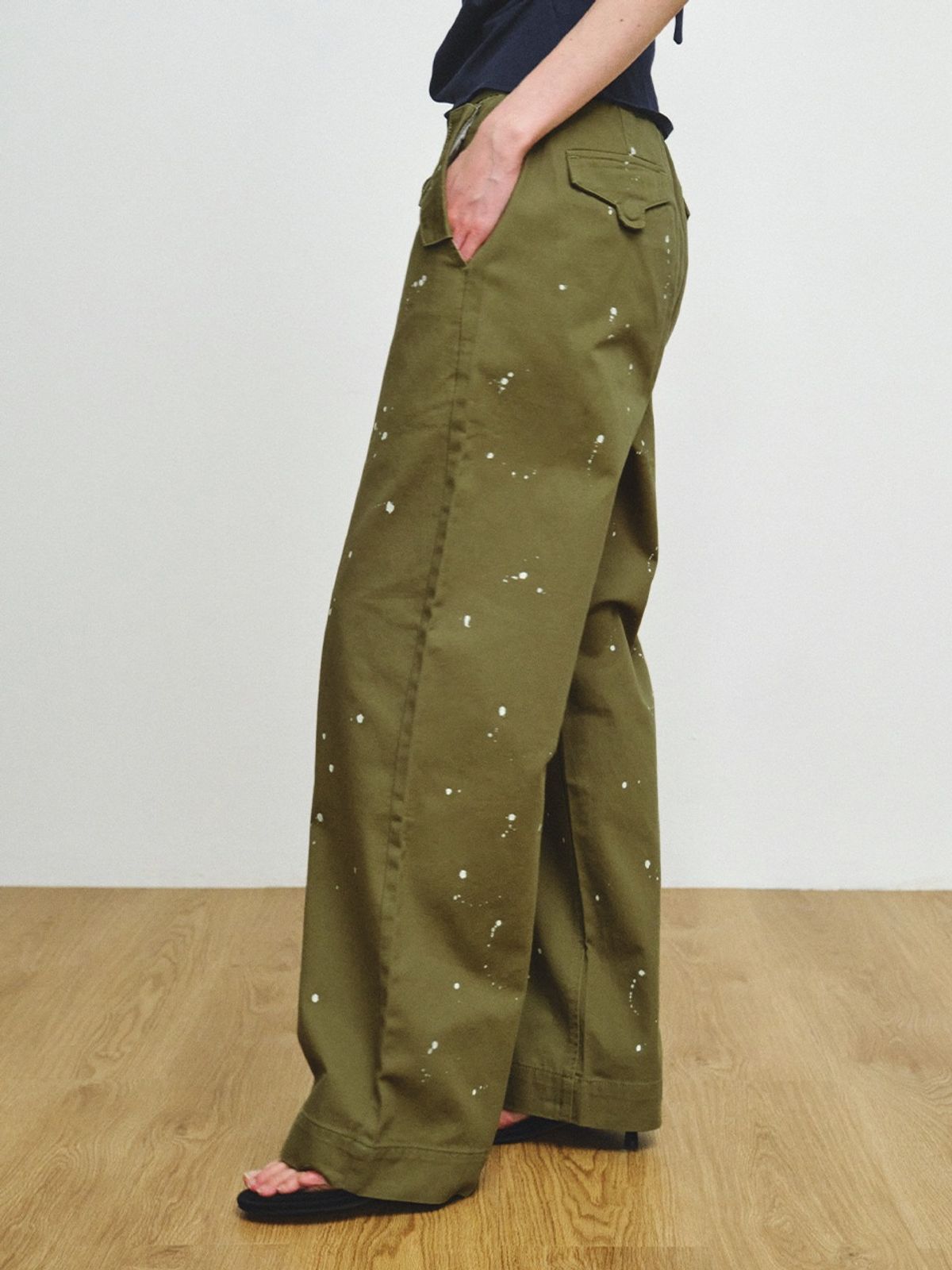플리즈프로젝트(PLZPROJECT) PAINTING NORMAL PANTS, KHAKI