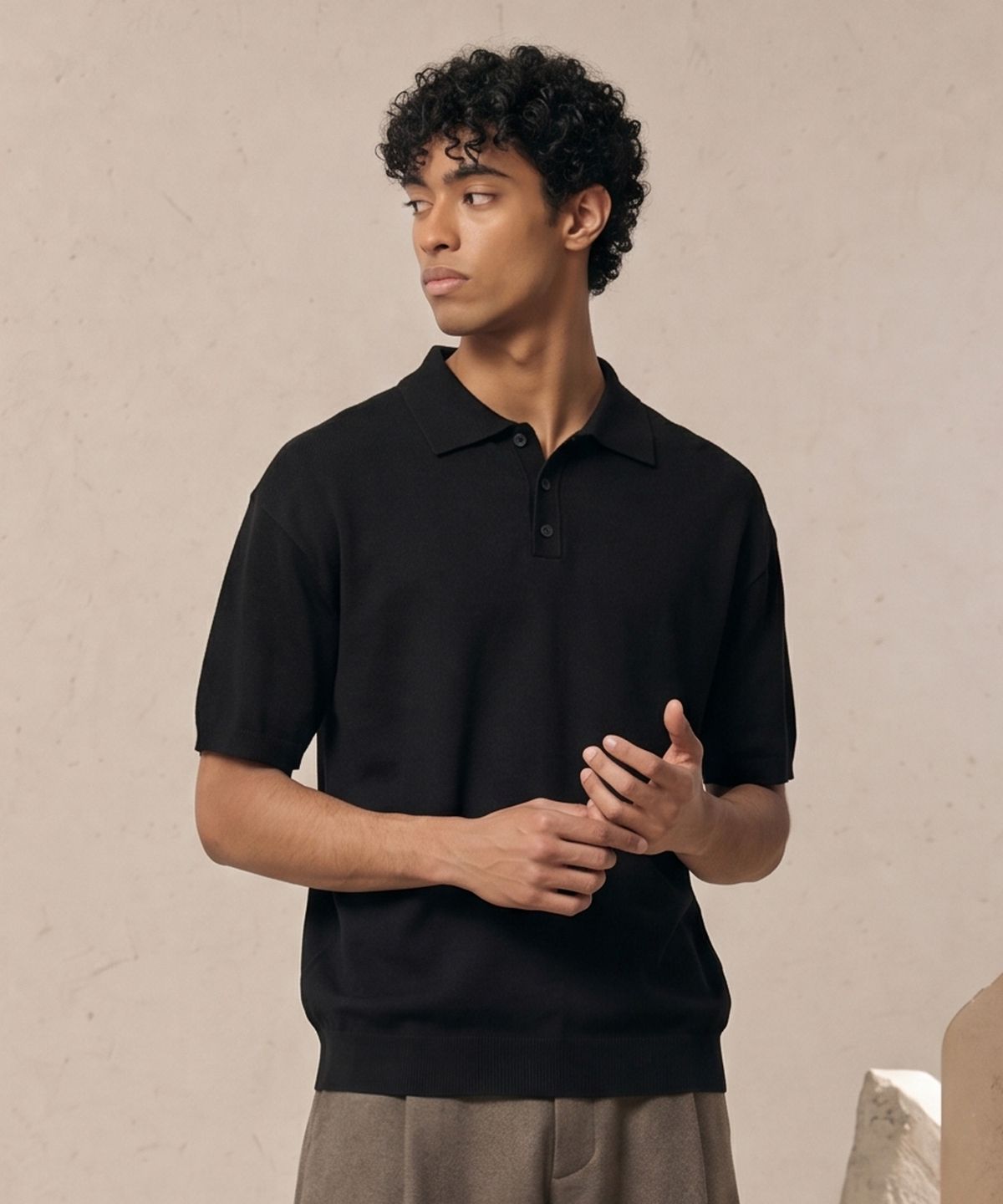 베리베인(VERYVAIN) ESSENTIAL SUMMER POLO KNIT (BLACK)