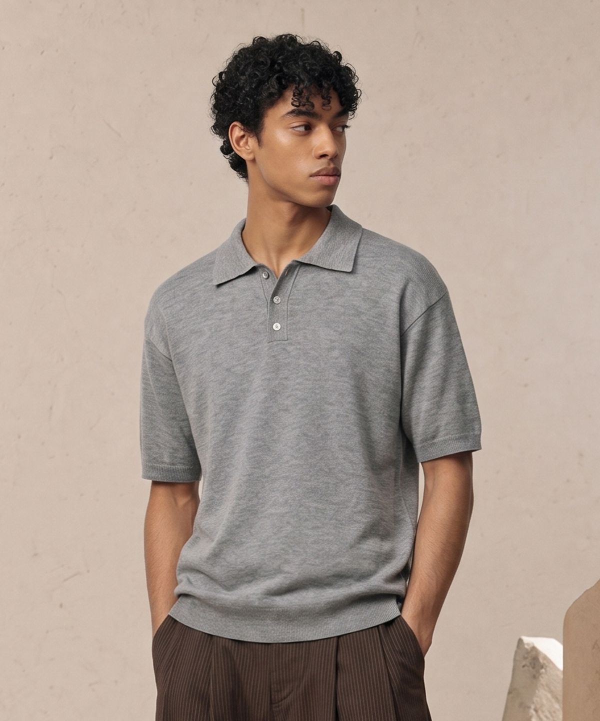 베리베인(VERYVAIN) ESSENTIAL SUMMER POLO KNIT (GRAY)