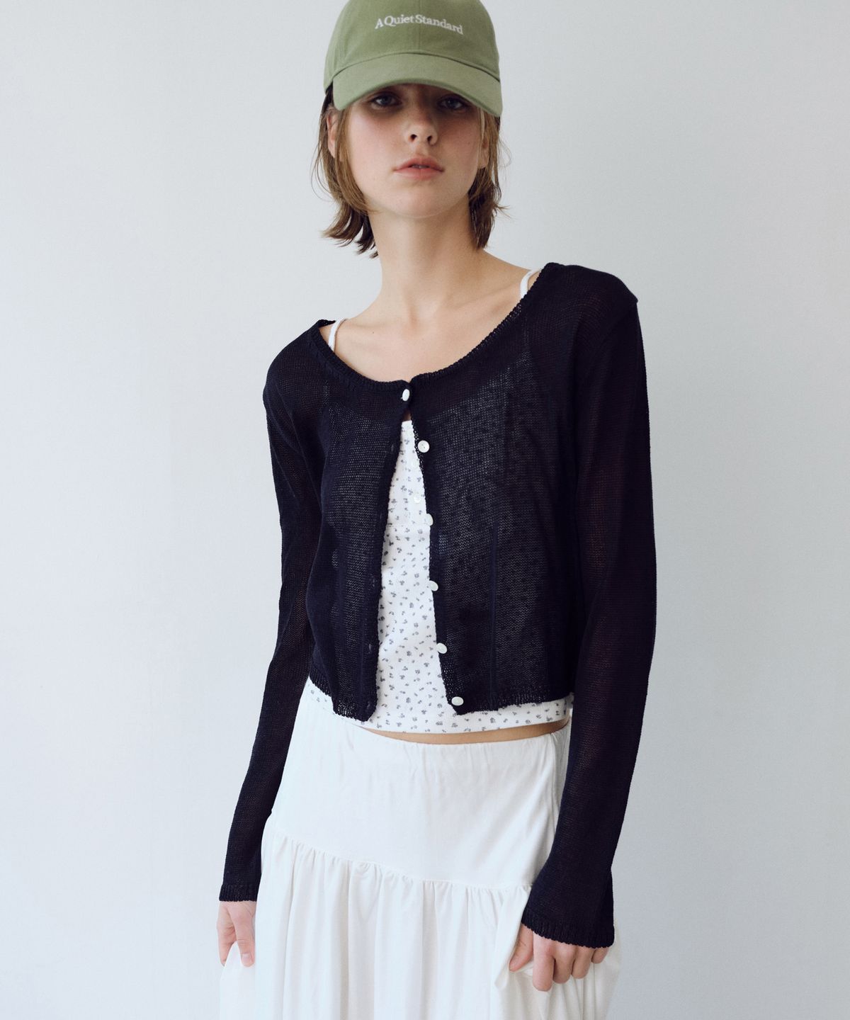 유라고(URAGO) Linen blend crop cardigan