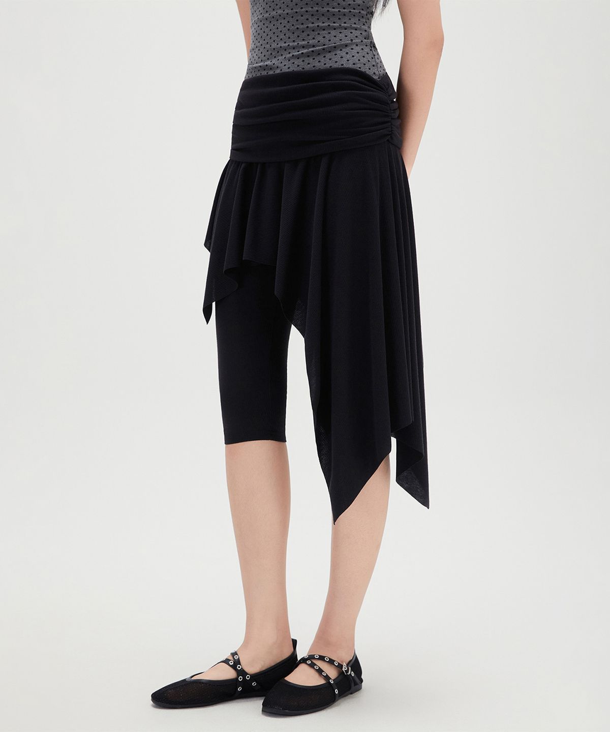 미쏘(MIXXO) 셔링 레이어드 스커트 팬츠_MIWTMG70MS